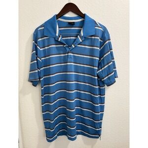 Nike Golf Mens Polo Size L Shirt Dri-fit Tour Performance‎ Striped Blue White